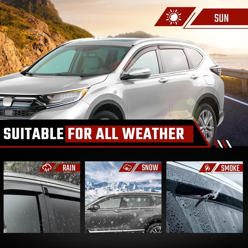 ISINLASSO Tape-On Rain Guards Compatible with Honda CRV 2017-2022 Black Extra Durable Shatterproof Side Window Deflectors, Vent Window Visors, Wind Deflectors - 4 PCS - Image 4